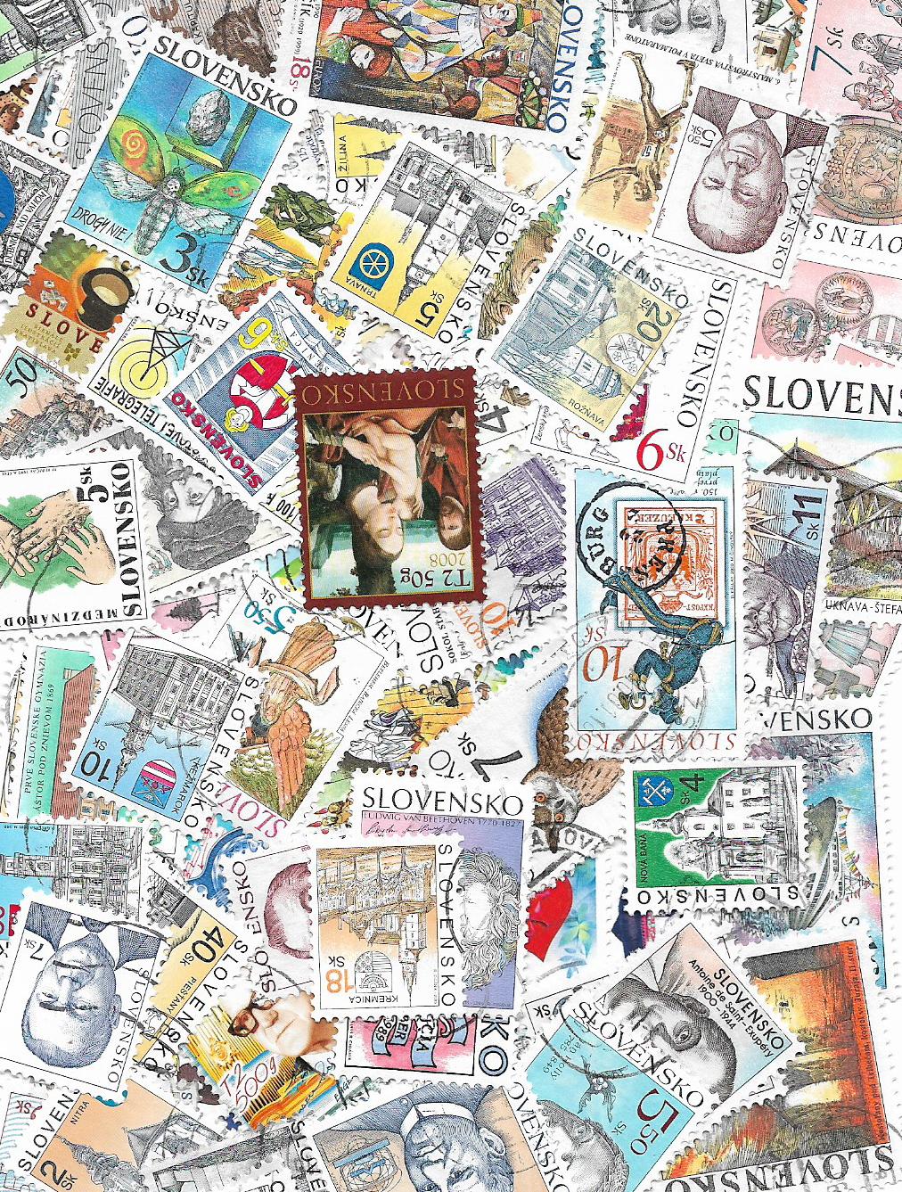 Slovensko 25 různých poštovních známek