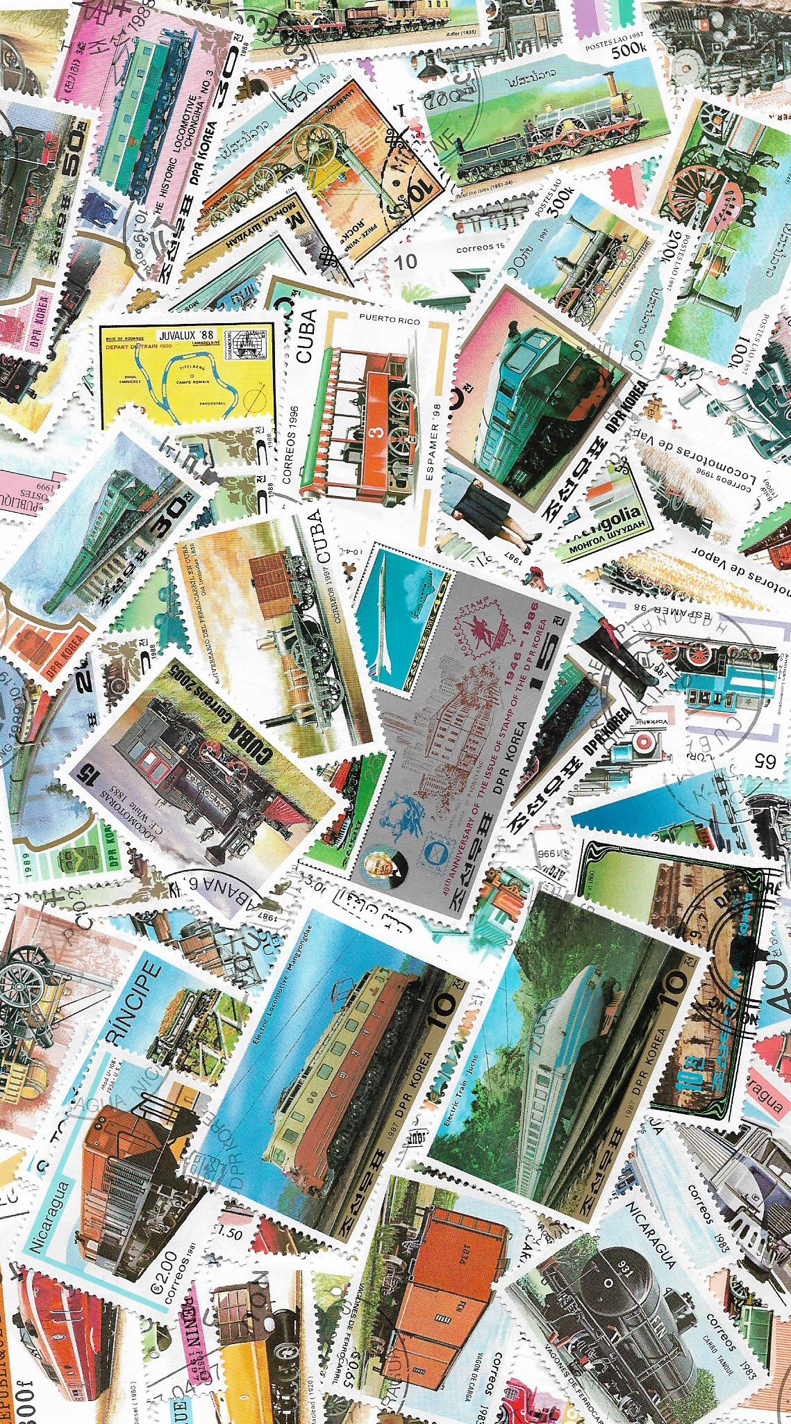 Železniční doprava 25 různých poštovních známek