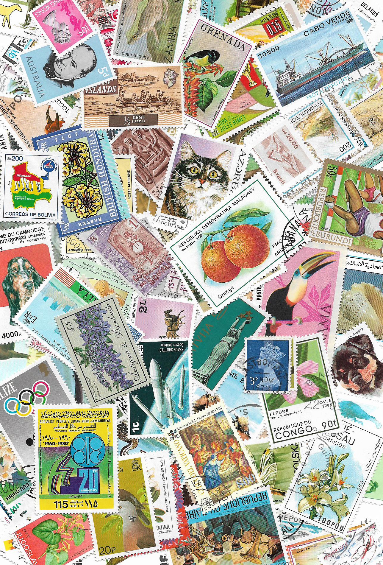 Známkové země 100 různých poštovních známek