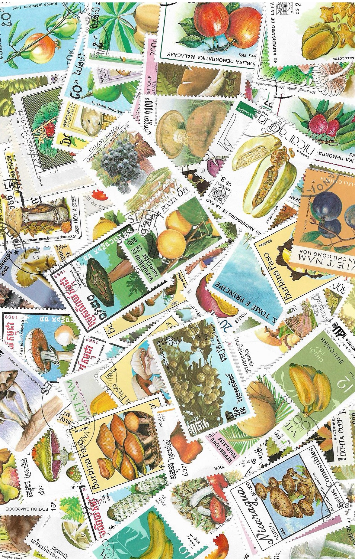 Houby, Plody, 25 různých poštovních známek