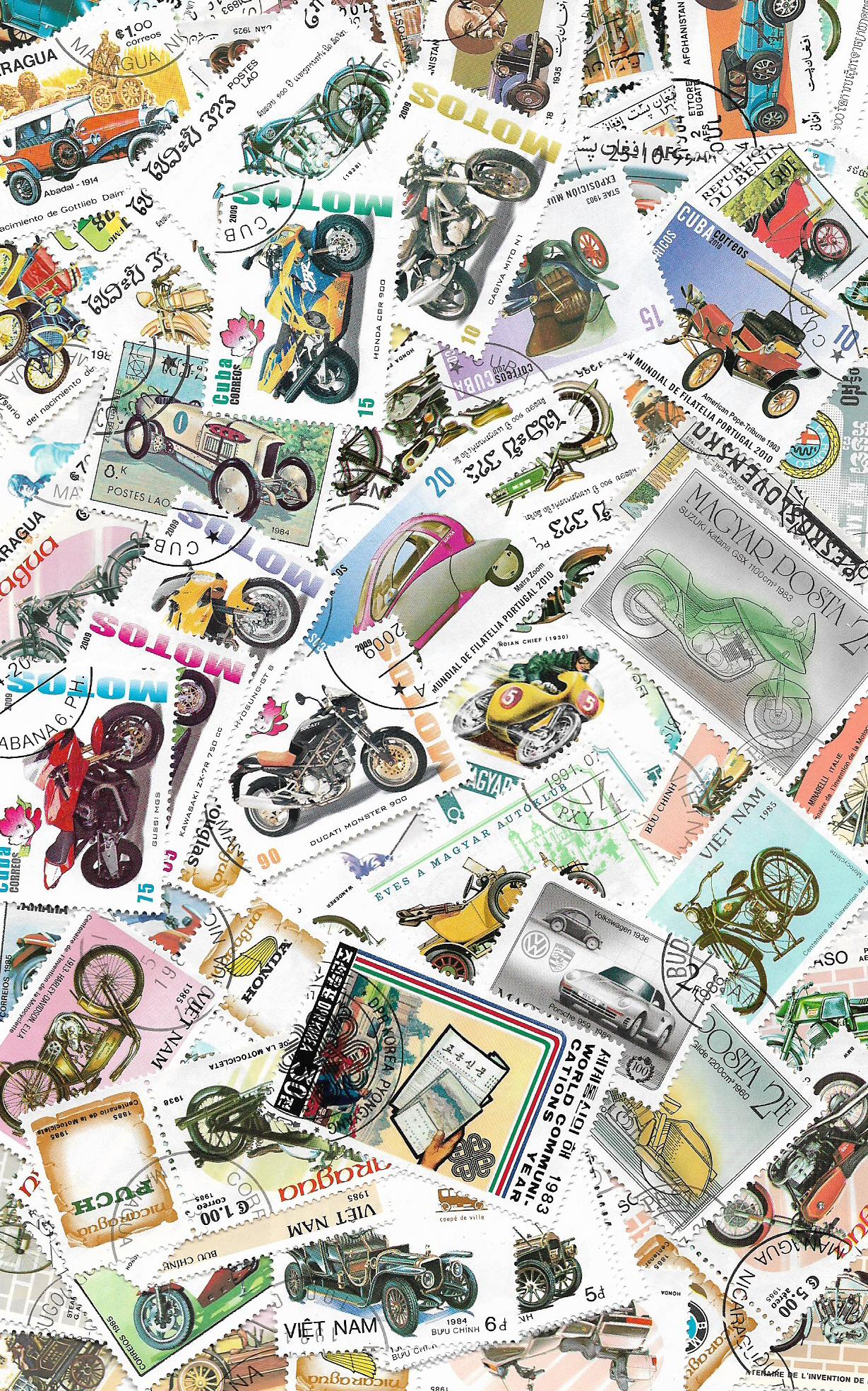Silniční doprava 100 různých poštovních známek